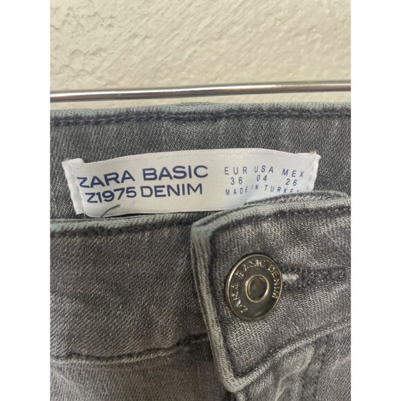 Zara Basic Z1975 Mid-Rise Floral Skinny Jeans Denim Washed Grey Women’s Size 24 - Picture 3 of 5